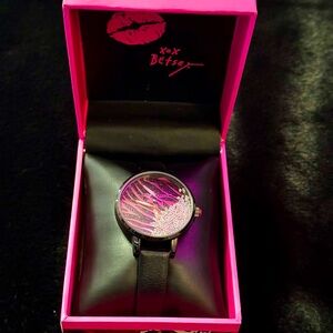 Y2K zebra betsey Johnson watch with original box